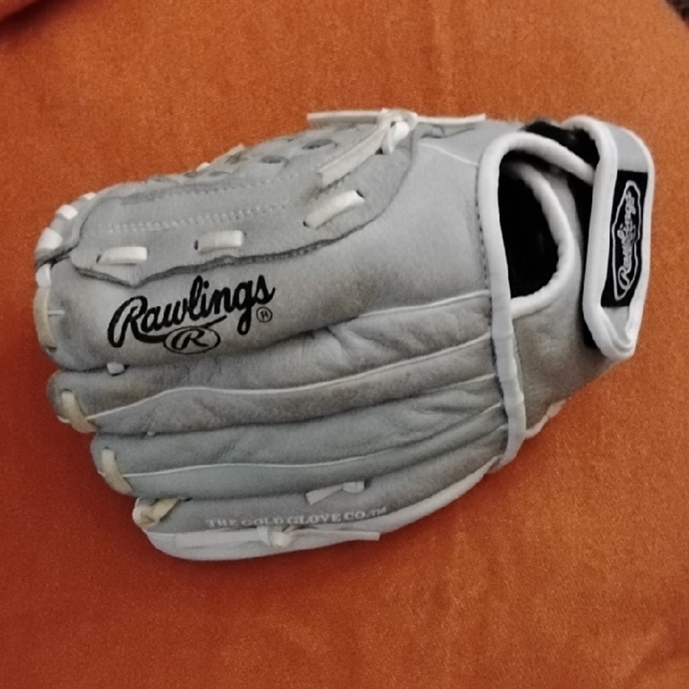 Rawlings Light Gray Baseball Glove with White Trim